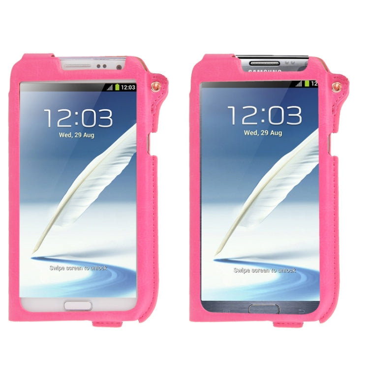 Crazy Horse Texture Touch Screen Vertical Style Leather Case with Lanyard & Earphone Winder for Galaxy Note II / N7100
