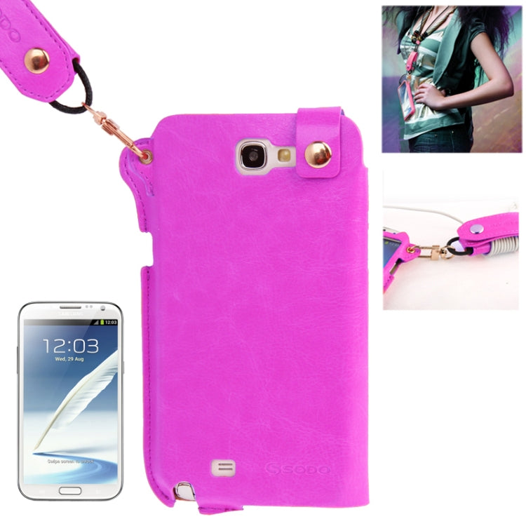 Crazy Horse Texture Touch Screen Vertical Style Leather Case with Lanyard & Earphone Winder for Galaxy Note II / N7100