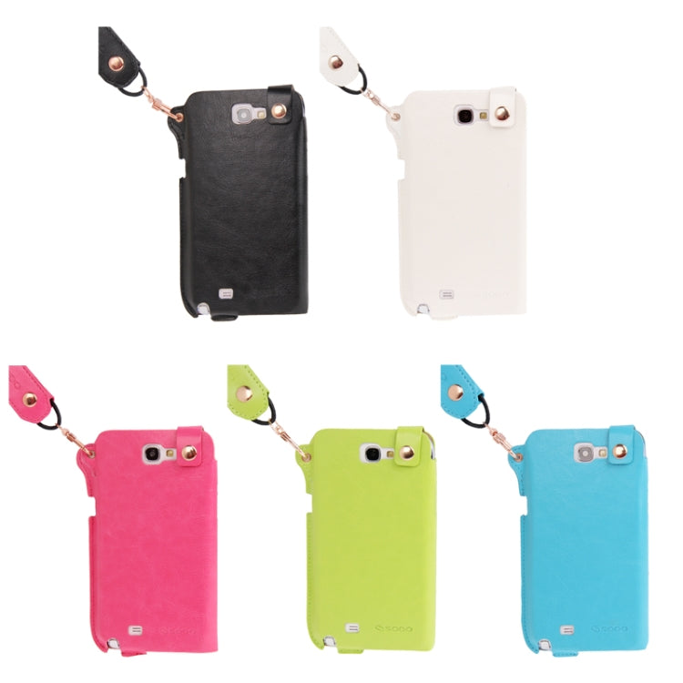 Crazy Horse Texture Touch Screen Vertical Style Leather Case with Lanyard & Earphone Winder for Galaxy Note II / N7100
