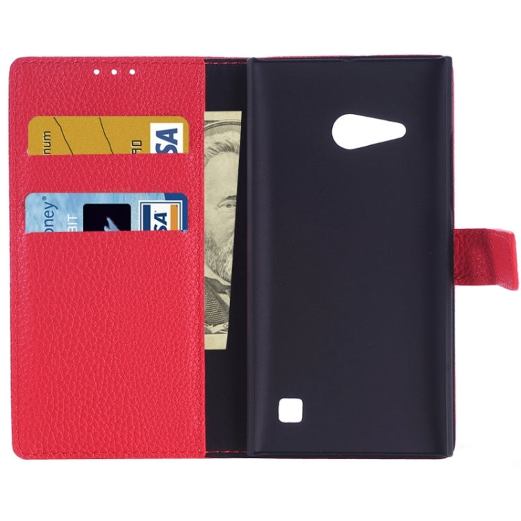 Litchi Texture Horizontal Flip Magnetic Buckle Leather Case with Card Slots & Wallet & Holder for Nokia Lumia 735