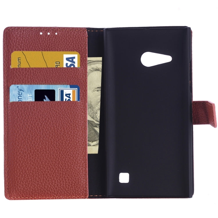 Litchi Texture Horizontal Flip Magnetic Buckle Leather Case with Card Slots & Wallet & Holder for Nokia Lumia 735