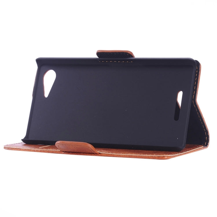 Oil Skin Texture Horizontal Flip Leather Case with Card Slots & Wallet & Holder for Sony Xperia E3