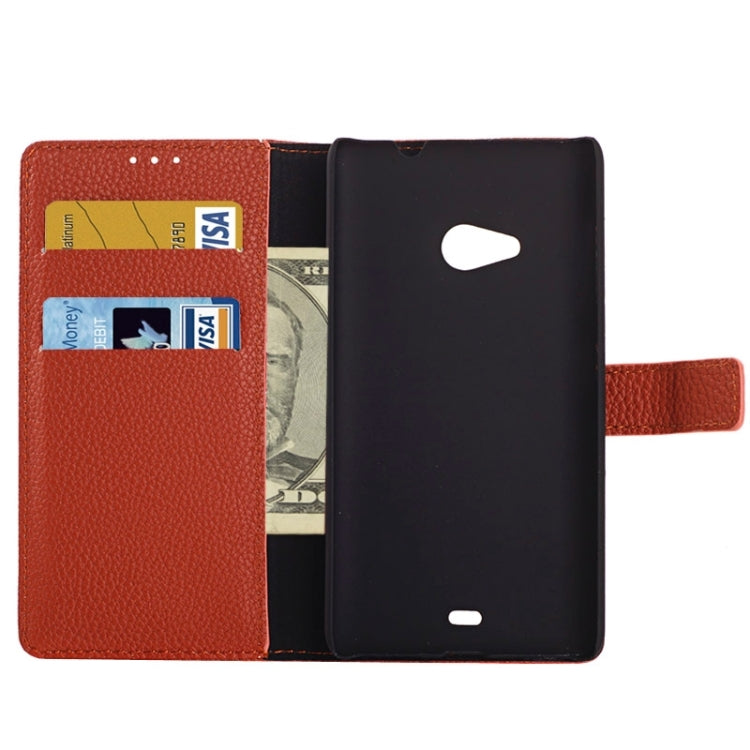 Litchi Texture Horizontal Flip Magnetic Buckle Leather Case with Card Slots & Wallet & Holder for Microsoft Lumia 535