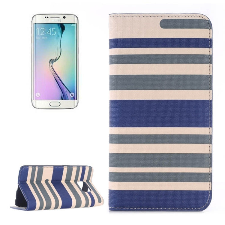 For Galaxy S6 Edge Color Matching Texture Horizontal Flip Leather Case with Card Slots & Wallet & Holder