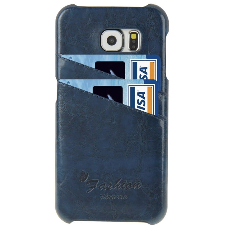 For Galaxy S6 / G920 Deluxe Retro PU Leather Back Cover Case with Card Slots with Fashion Logo