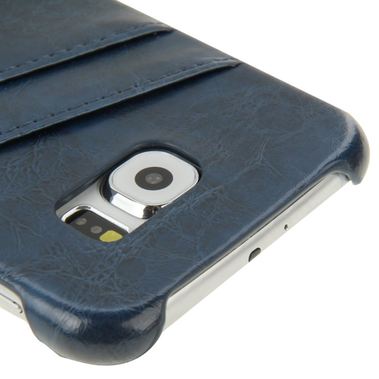 For Galaxy S6 / G920 Deluxe Retro PU Leather Back Cover Case with Card Slots with Fashion Logo