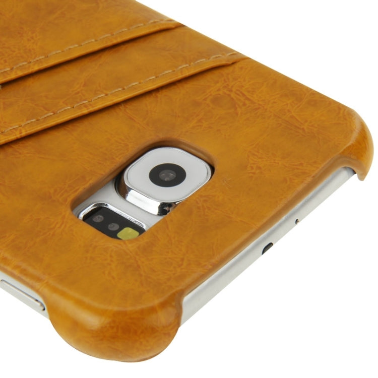 For Galaxy S6 / G920 Deluxe Retro PU Leather Back Cover Case with Card Slots with Fashion Logo