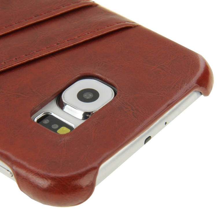 For Galaxy S6 / G920 Deluxe Retro PU Leather Back Cover Case with Card Slots with Fashion Logo