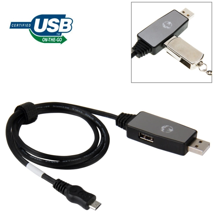 Micro USB Male & 2 USB Female to USB Male OTG Cable Adapter for Galaxy S6 / SIV / SIII, Tab / Tab 2 / Tab 3 / Tab 4, Note / Note 2 / Note 4 / Note 10.1, HTC, Nokia, Sony, Length: 80cm
