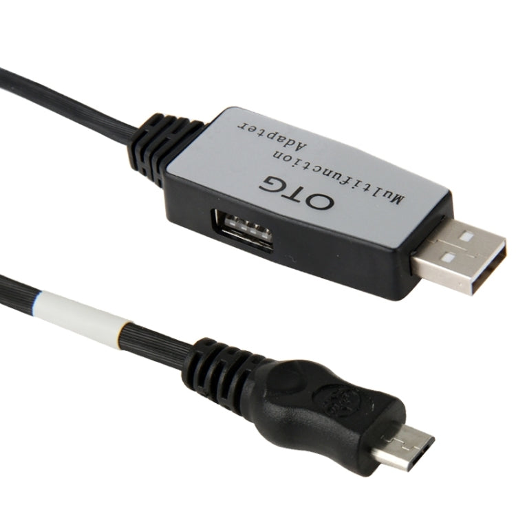 Micro USB Male & 2 USB Female to USB Male OTG Cable Adapter for Galaxy S6 / SIV / SIII, Tab / Tab 2 / Tab 3 / Tab 4, Note / Note 2 / Note 4 / Note 10.1, HTC, Nokia, Sony, Length: 80cm