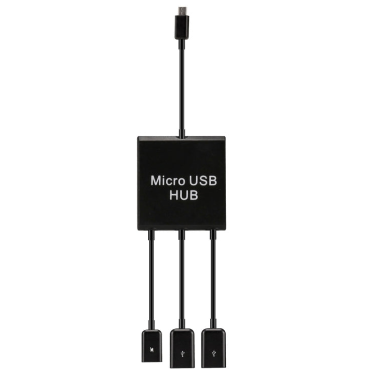 Micro USB to 2 Ports USB OTG HUB Cable with Micro USB Power Supply, Length: 20cm