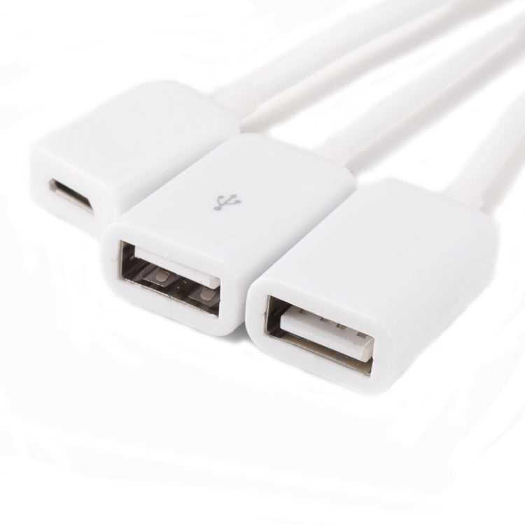 Micro USB to 2 Ports USB OTG HUB Cable with Micro USB Power Supply, Length: 20cm