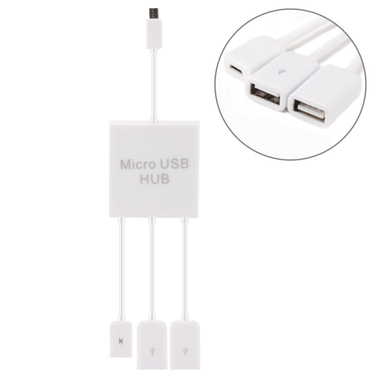 Micro USB to 2 Ports USB OTG HUB Cable with Micro USB Power Supply, Length: 20cm
