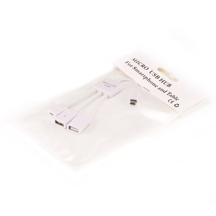 Micro USB to 2 Ports USB OTG HUB Cable with Micro USB Power Supply, Length: 20cm