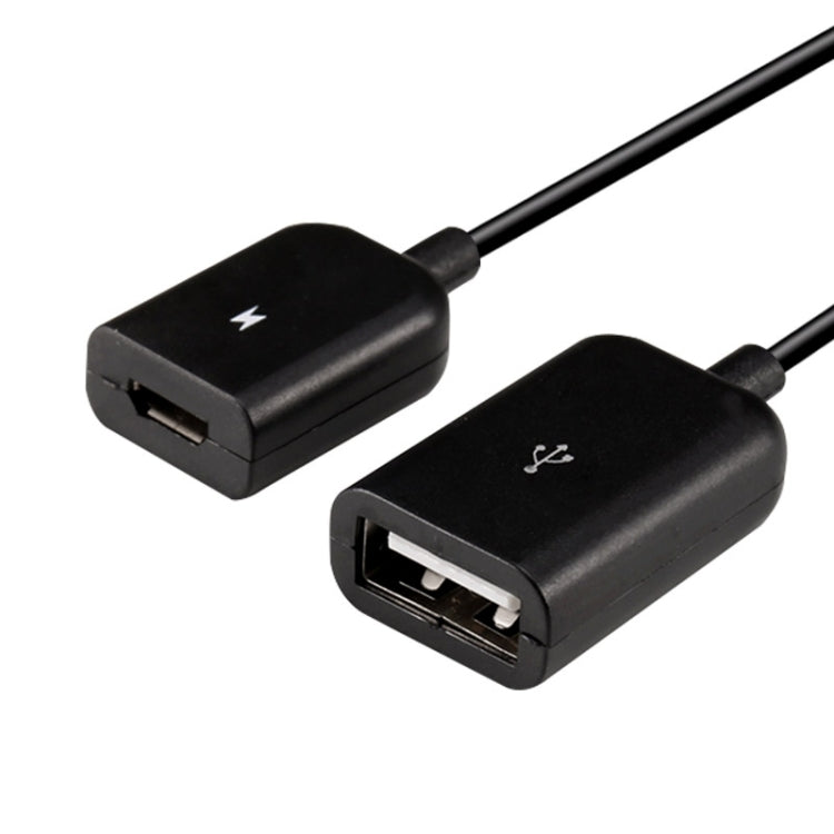 2 Ports Micro USB Charge HUB Cable, Length: 20cm(Black)