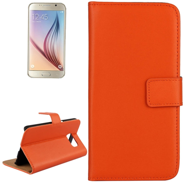 For Galaxy S6 / G920 Cowhide Split Leather Protective Case with Holder & Card Slots