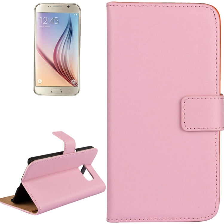 For Galaxy S6 / G920 Cowhide Split Leather Protective Case with Holder & Card Slots
