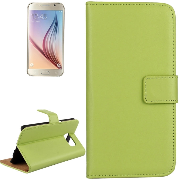 For Galaxy S6 / G920 Cowhide Split Leather Protective Case with Holder & Card Slots