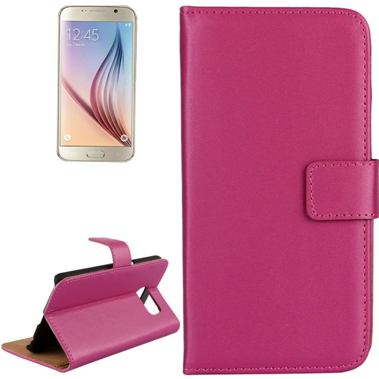 For Galaxy S6 / G920 Cowhide Split Leather Protective Case with Holder & Card Slots