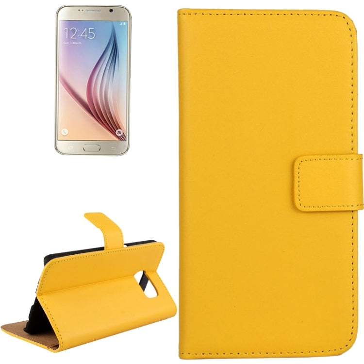 For Galaxy S6 / G920 Cowhide Split Leather Protective Case with Holder & Card Slots