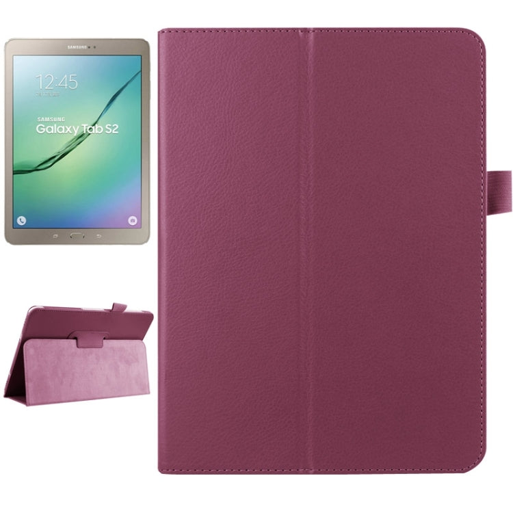 Litchi Texture Horizontal Flip Solid Color Smart Leather Case with Two-folding Holder & Sleep / Wake-up Function for Galaxy Tab S2 9.7 / T815