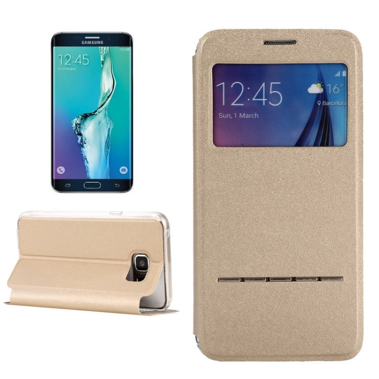For Galaxy S6 Edge+ / G928 Solid Color Horizontal Flip Leather Case with Holder & Caller ID Window