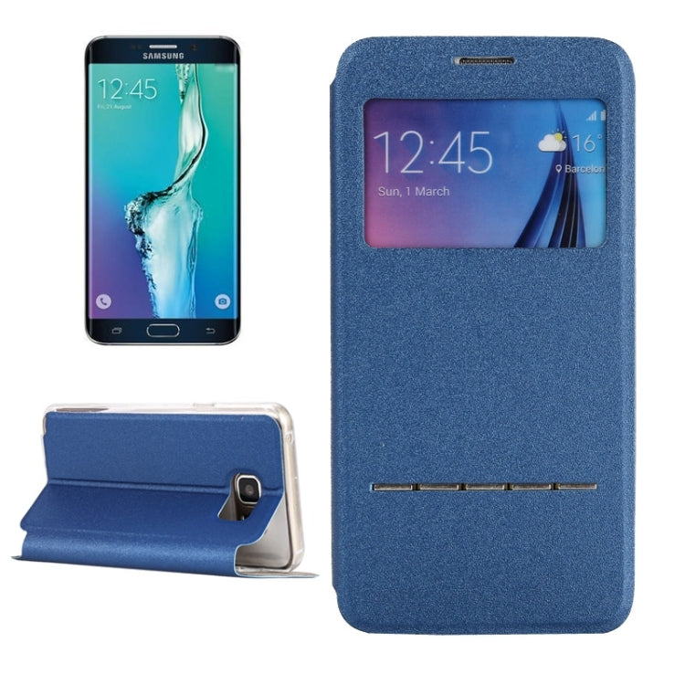 For Galaxy S6 Edge+ / G928 Solid Color Horizontal Flip Leather Case with Holder & Caller ID Window