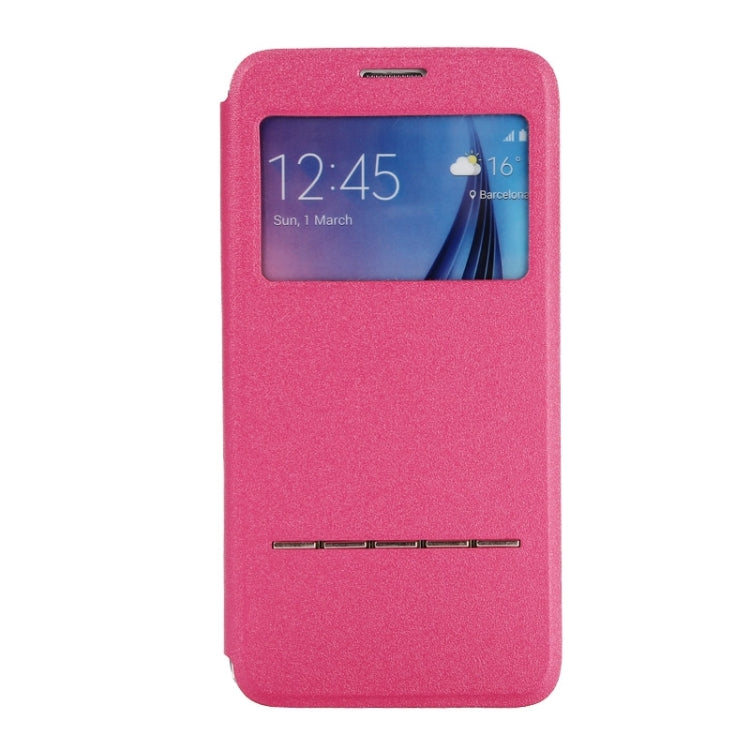 For Galaxy S6 Edge+ / G928 Solid Color Horizontal Flip Leather Case with Holder & Caller ID Window
