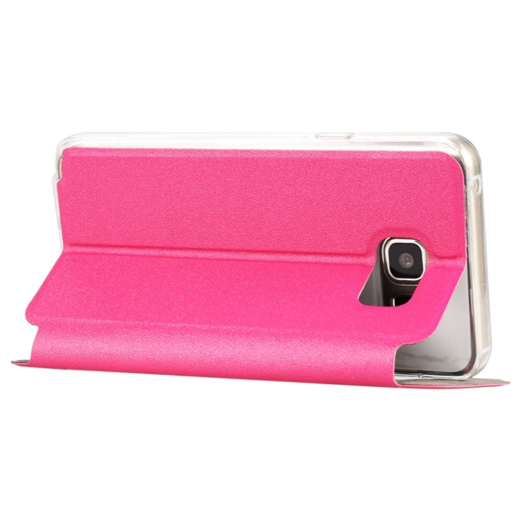 For Galaxy S6 Edge+ / G928 Solid Color Horizontal Flip Leather Case with Holder & Caller ID Window