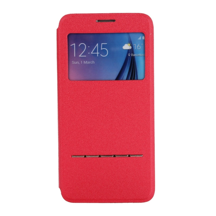 For Galaxy S6 Edge+ / G928 Solid Color Horizontal Flip Leather Case with Holder & Caller ID Window