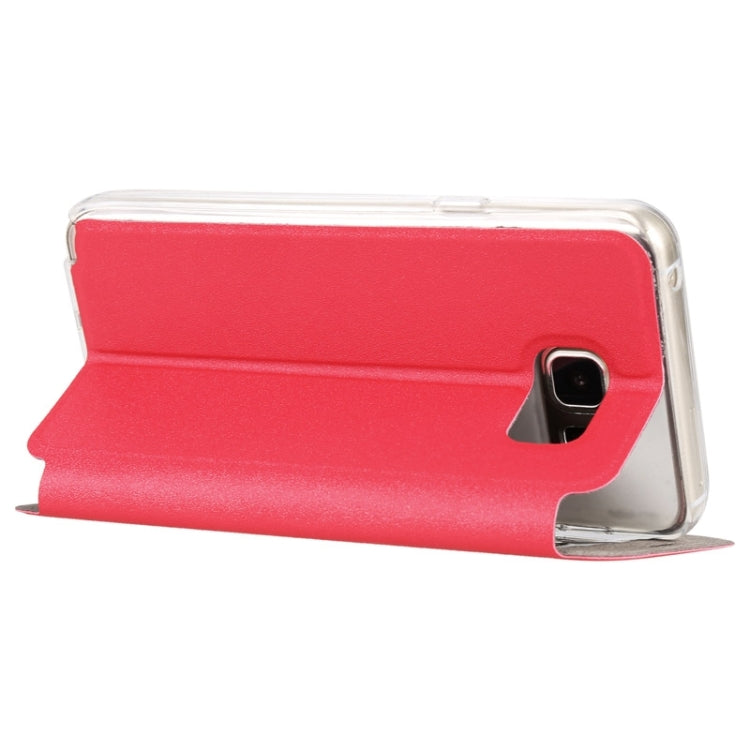 For Galaxy S6 Edge+ / G928 Solid Color Horizontal Flip Leather Case with Holder & Caller ID Window