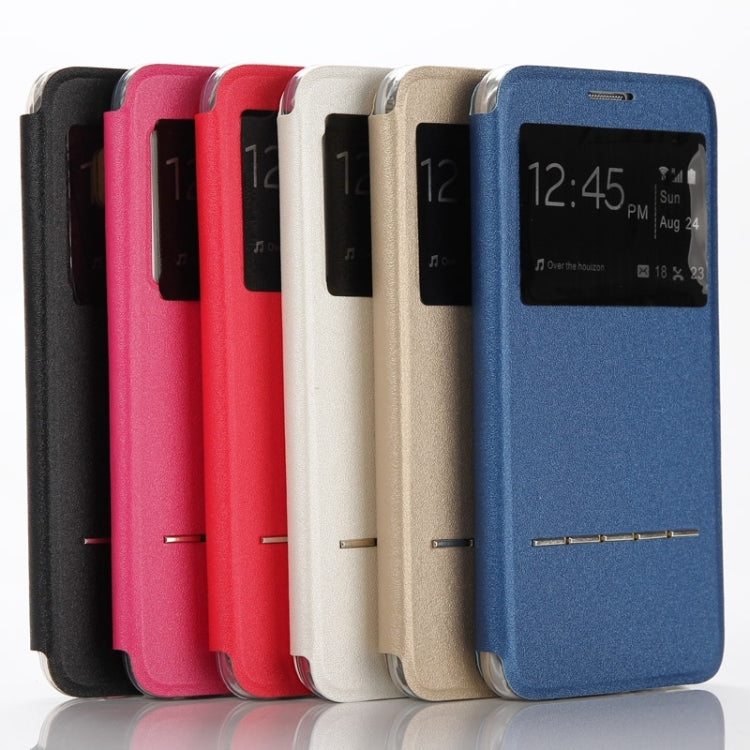 For Galaxy S6 Edge+ / G928 Solid Color Horizontal Flip Leather Case with Holder & Caller ID Window