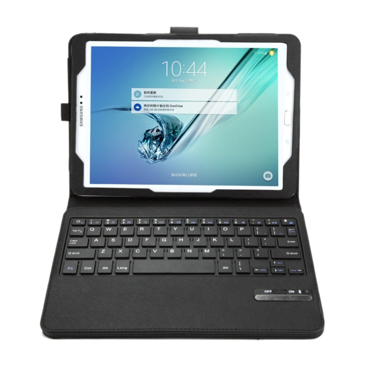 2 in 1 Detachable Bluetooth Keyboard Cross Texture Leather Tablet Case with Holder for Galaxy Tab S2 9.7 T810 / T815(Black)