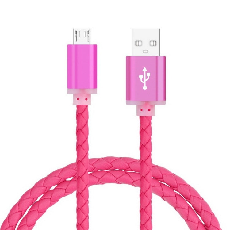 Genuine Leather Woven Style Micro USB to USB 2.0 Data / Charging Cable, Length: 1m