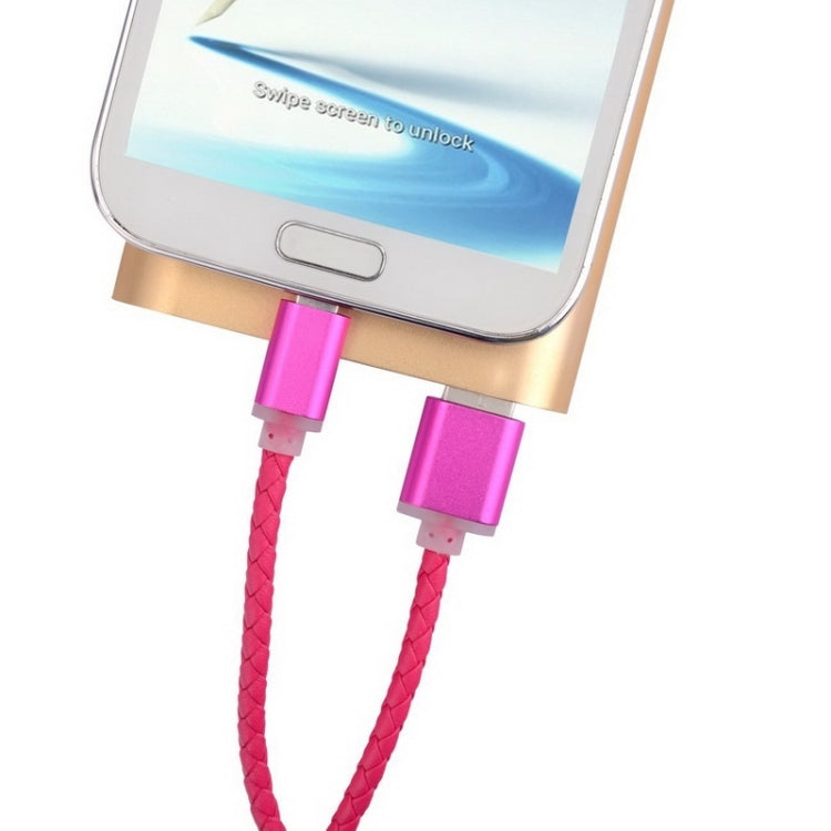 Genuine Leather Woven Style Micro USB to USB 2.0 Data / Charging Cable, Length: 1m