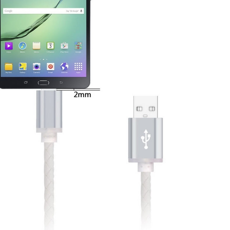 Genuine Leather Woven Style Micro USB to USB 2.0 Data / Charging Cable, Length: 1m