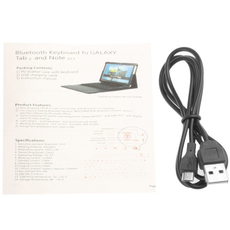 Universal Bluetooth 3.0 Keyboard Leather Tablet Case with Holder for Galaxy Tab 3 (10.1) P5200 / Tab 4 T530 / Note 10.1 2014 Edition P600(Black)