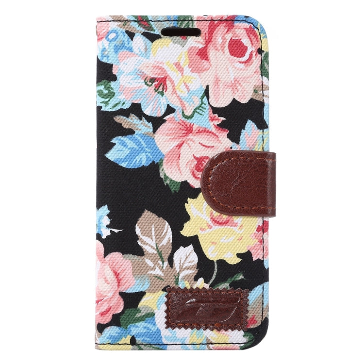 For Galaxy S7 Edge/G935 Flower Pattern Cloth Surface Horizontal Flip Leather Case with Holder & Card Slots