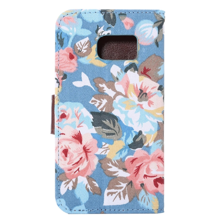 For Galaxy S7 Edge/G935 Flower Pattern Cloth Surface Horizontal Flip Leather Case with Holder & Card Slots