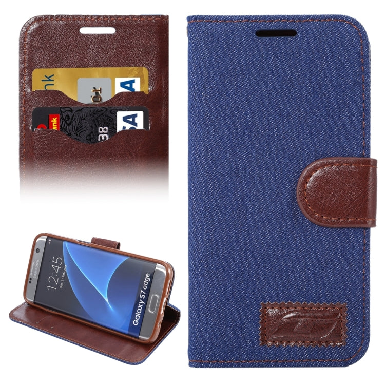 For Galaxy S7 Edge/G935 Jeans Horizontal Flip Leather Case with Holder & Card Slots