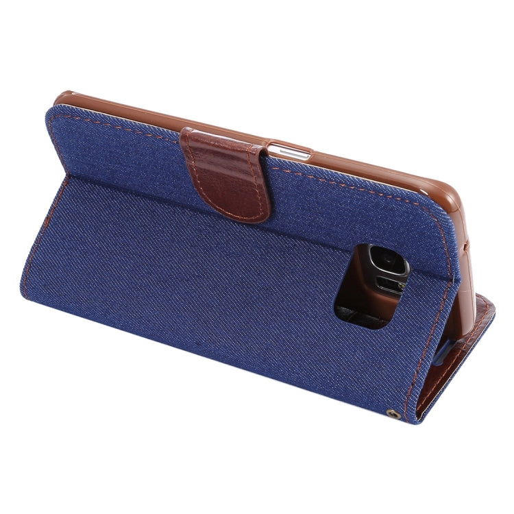 For Galaxy S7 Edge/G935 Jeans Horizontal Flip Leather Case with Holder & Card Slots