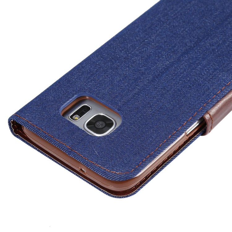 For Galaxy S7 Edge/G935 Jeans Horizontal Flip Leather Case with Holder & Card Slots