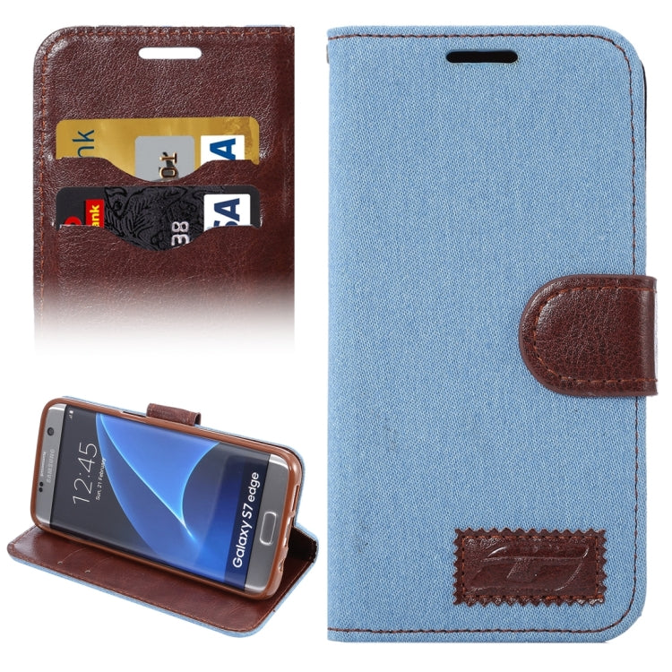 For Galaxy S7 Edge/G935 Jeans Horizontal Flip Leather Case with Holder & Card Slots