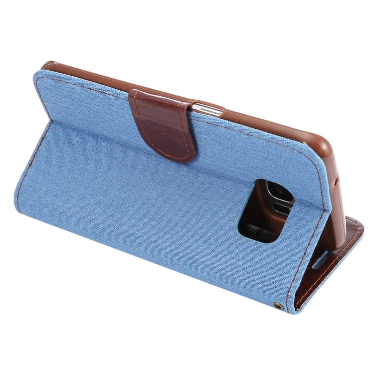 For Galaxy S7 Edge/G935 Jeans Horizontal Flip Leather Case with Holder & Card Slots