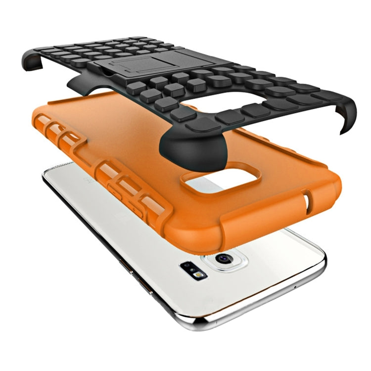 For Galaxy S7 Edge / G935 2 in 1 Double Colored Tire Texture Combination Case with Separable Black Holder