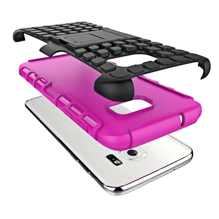 For Galaxy S7 Edge / G935 2 in 1 Double Colored Tire Texture Combination Case with Separable Black Holder