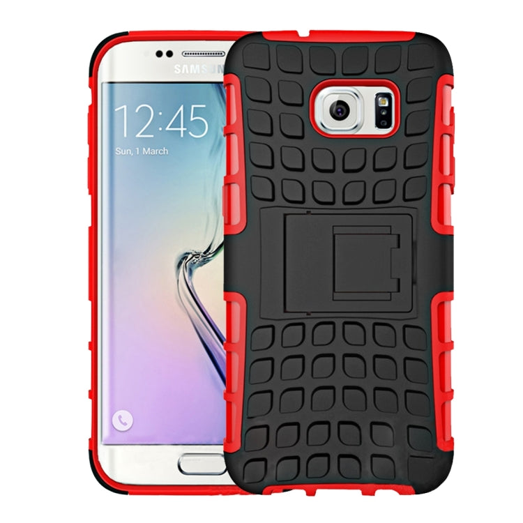 For Galaxy S7 Edge / G935 2 in 1 Double Colored Tire Texture Combination Case with Separable Black Holder