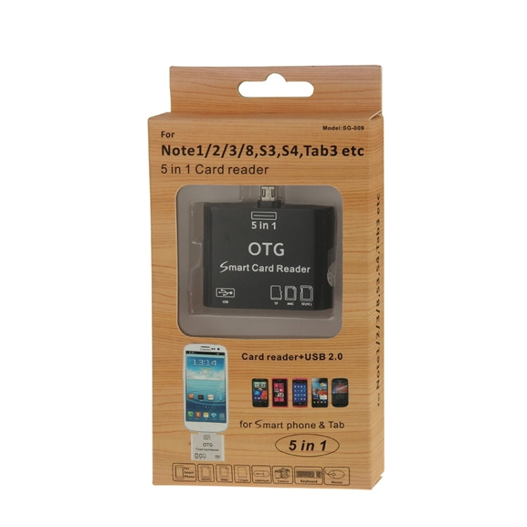 5 in 1 OTG Smart Card Reader, For Galaxy S3 / S4 / Note / Note II / Note III / Tab 3 / Nokia N8 etc