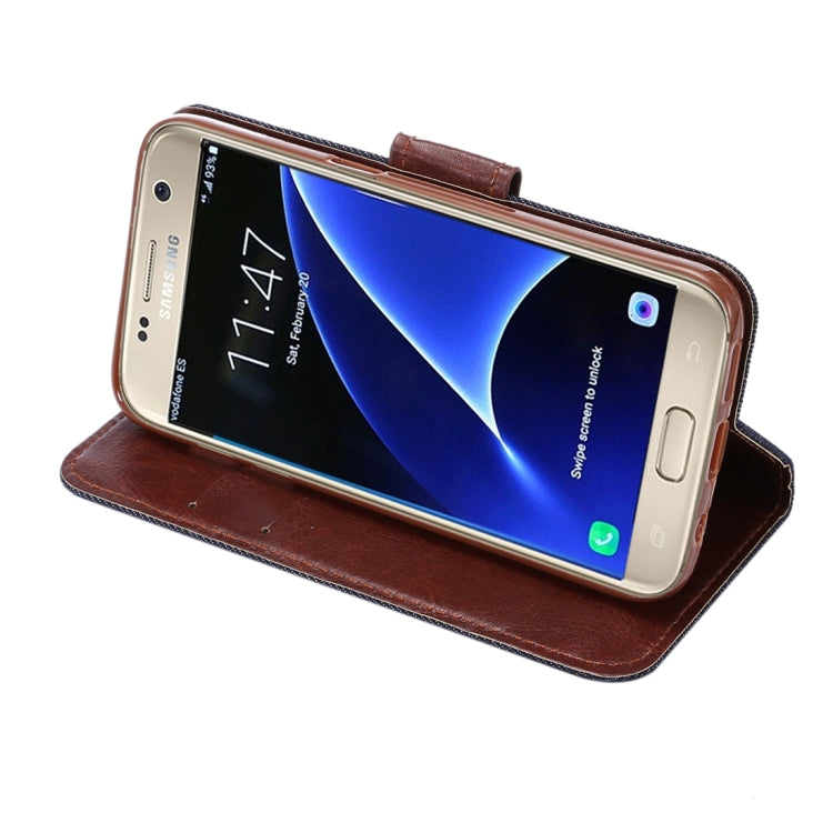 For Galaxy S7/G930 Jeans Horizontal Flip Leather Case with Holder & Card Slots