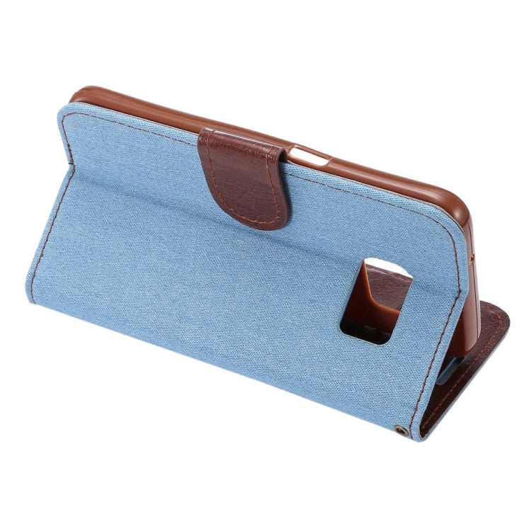 For Galaxy S7/G930 Jeans Horizontal Flip Leather Case with Holder & Card Slots